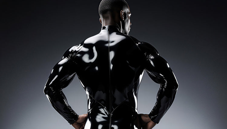 Men’s latex bodysuit glossy black fashion design